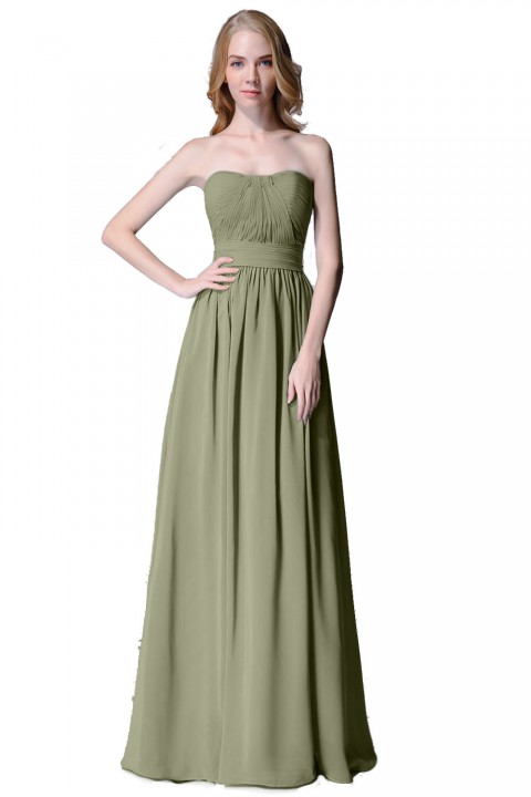 Cute Strapless Sweetheart Chiffon Bridesmaid Dress with Corset Back