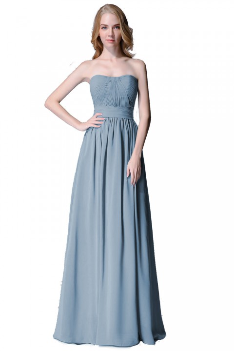 Cute Strapless Sweetheart Chiffon Bridesmaid Dress with Corset Back