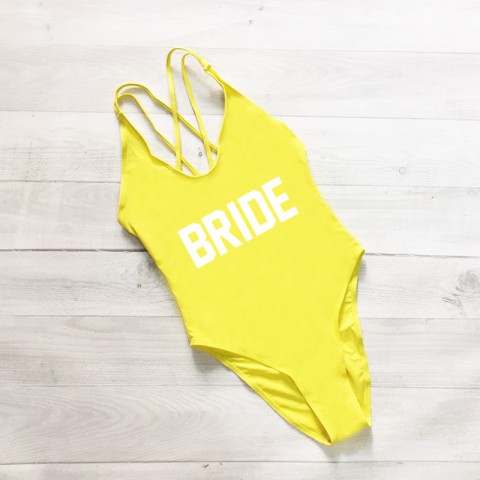 Brides Printed Strappy Back Bachelorette Party One Piece Swimsuit