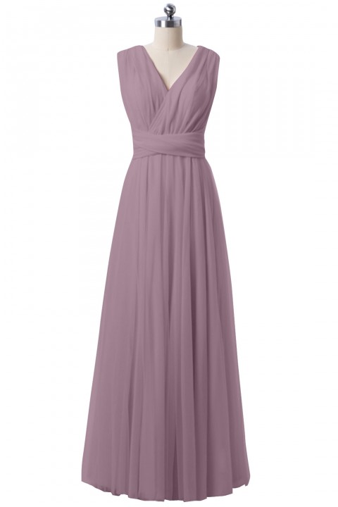 Multi-Wear Open Back Tulle Bridesmaid Dress Long