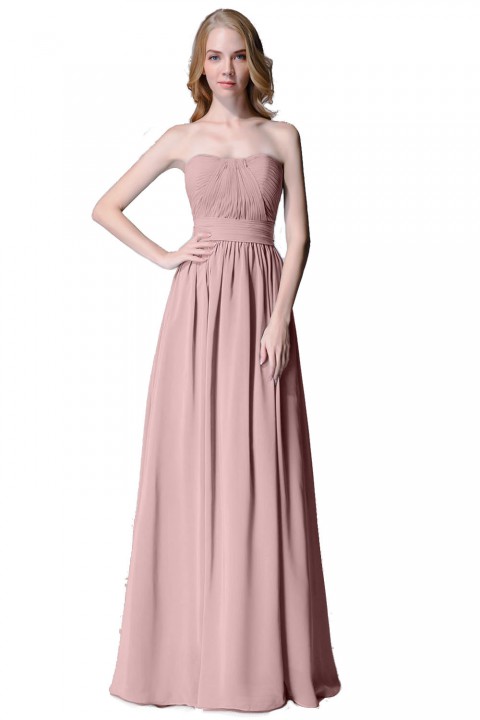 Cute Strapless Sweetheart Chiffon Bridesmaid Dress with Corset Back