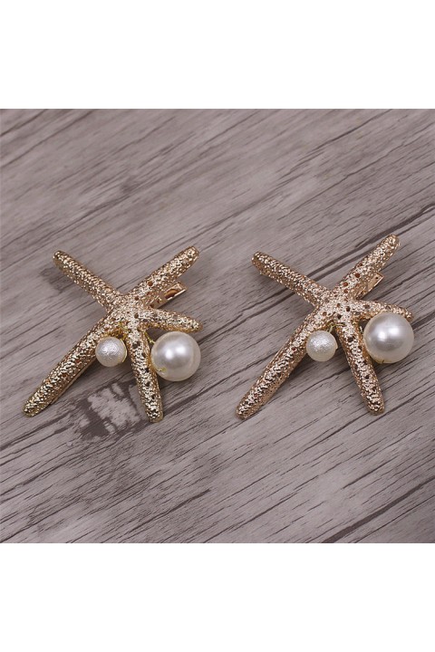 Starfish Shaped Pearl Decor Bridal Hairpins (2 in a set)