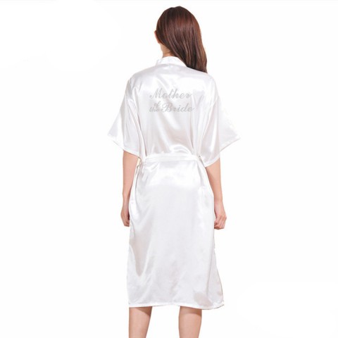 Hot Drilling Tied Waist Silk Mother of the Bride Robe with Pockets