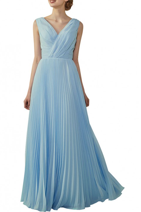 Chiffon V-Neck and V-Back A-Line Pleated Bridesmaid Dress 