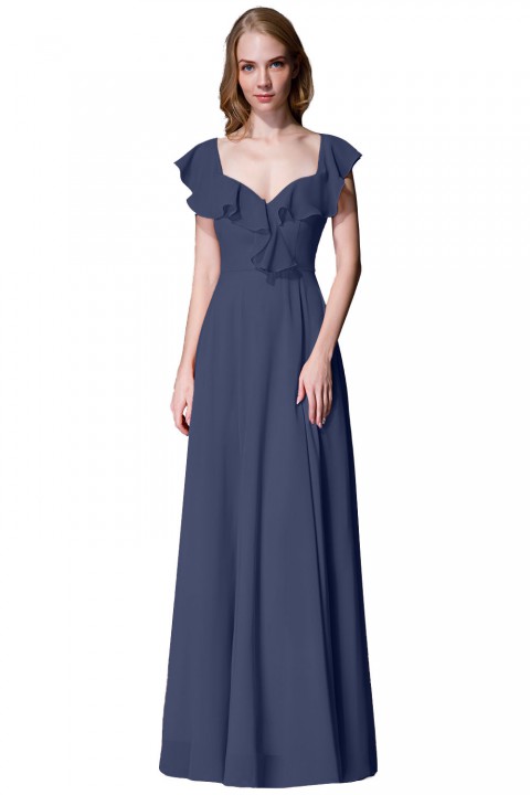 Tulle Lace Illusion Boatneck and Back Bridesmaid Dress with Keyhole