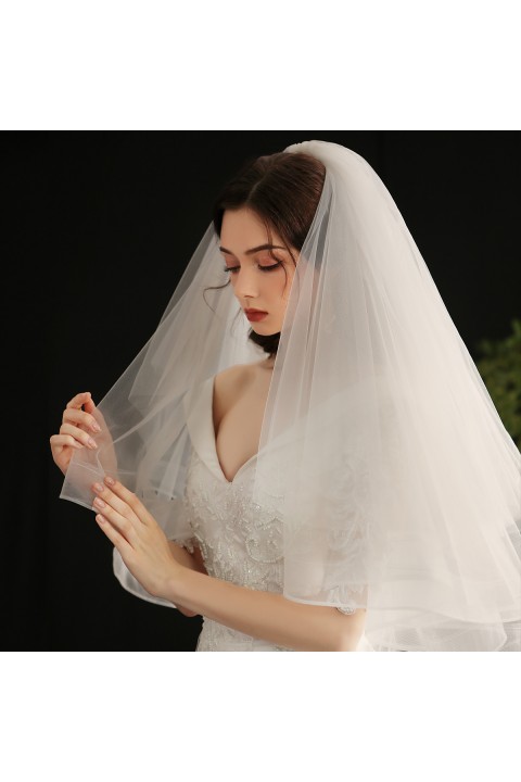 White Short Soft Tulle Muti-Layers Wedding Bridal Veil With Comb