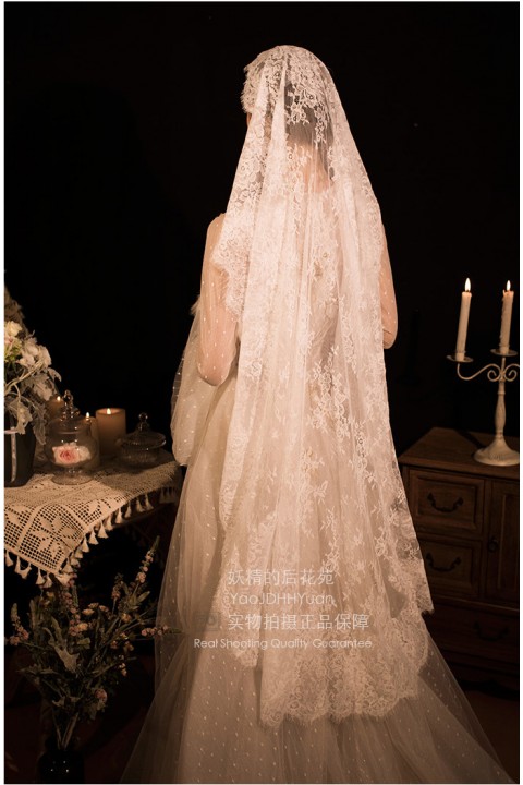 Eyelash Lace Vintage Long Bridal Veil