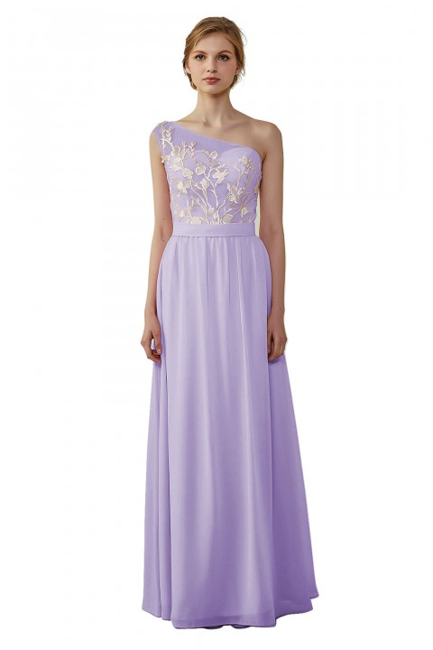 Illusion Sweetheart One Shoulder Lace A-Line Bridesmaid Dress