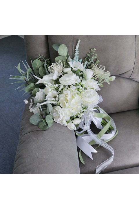 Artificial Flower Eucalyptus Silk Wedding Bouquet