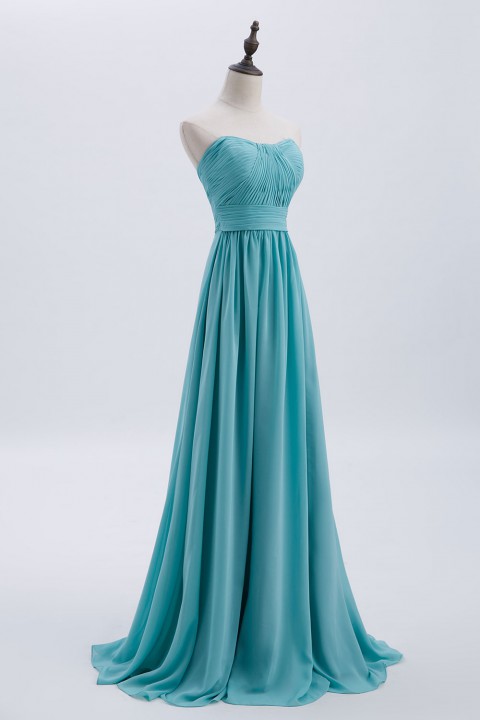 Cute Strapless Sweetheart Chiffon Bridesmaid Dress with Corset Back