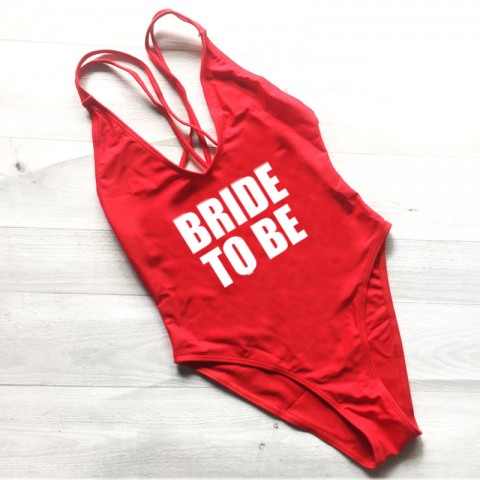 Bride to Be Printed Strappy Back Bachelorette Party One Piece Swimsuit