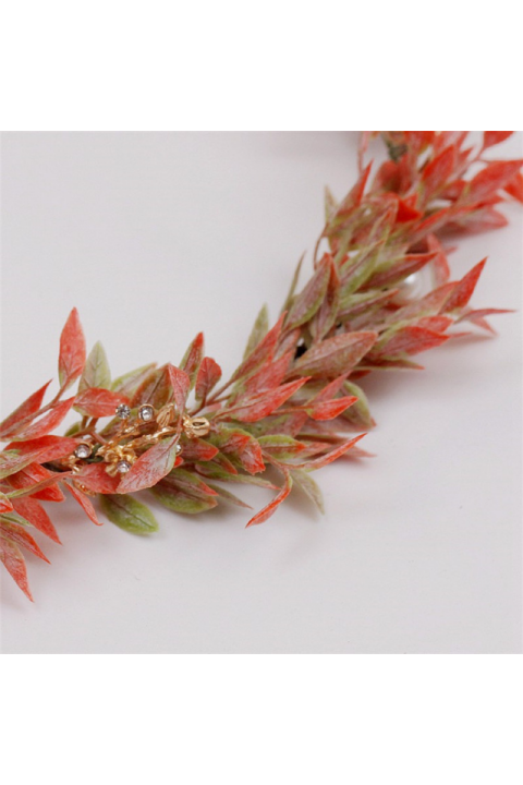 Handmade Simulated Green Thin Leaves Bridal Headpiece