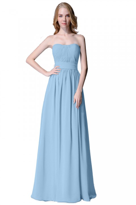 Cute Strapless Sweetheart Chiffon Bridesmaid Dress with Corset Back