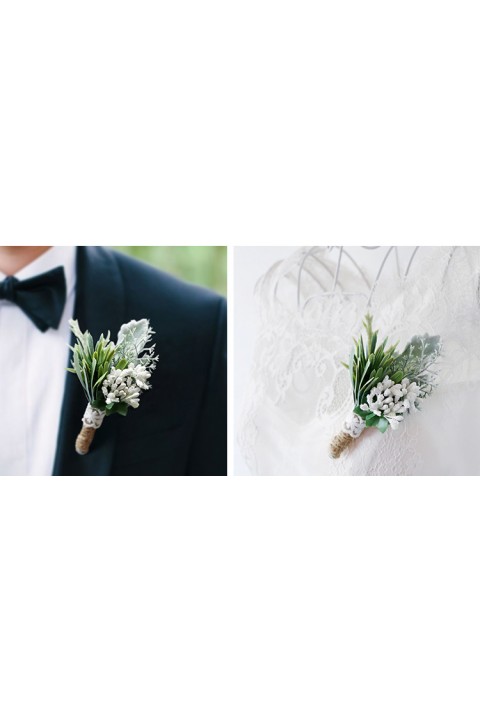 Artificial Greenery Groom Boutonniere