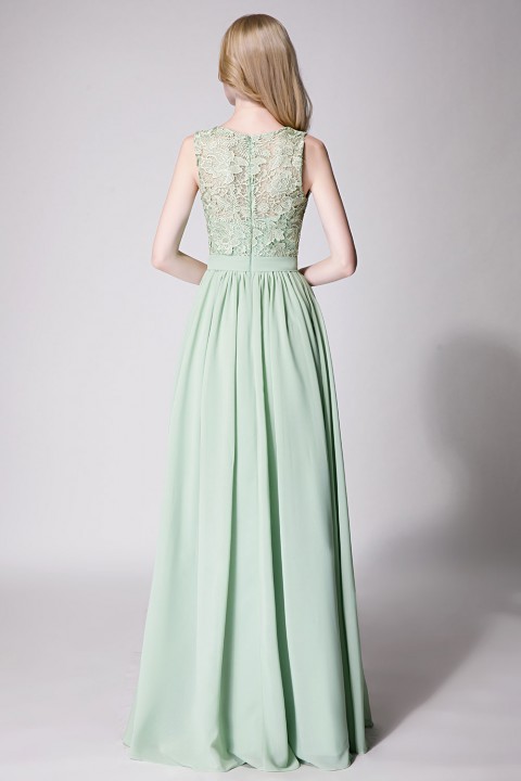 Clearance |Lace Upper Body Chiffon Bridesmaid Dress without Sleeves