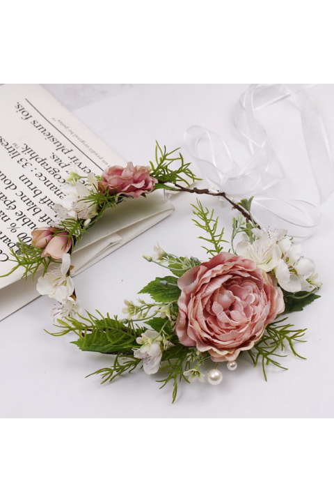 Handmade Green Plant Imitation Bud Wreath Bridal Headpiece Series