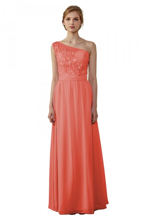 Illusion Sweetheart One Shoulder Lace A-Line Bridesmaid Dress