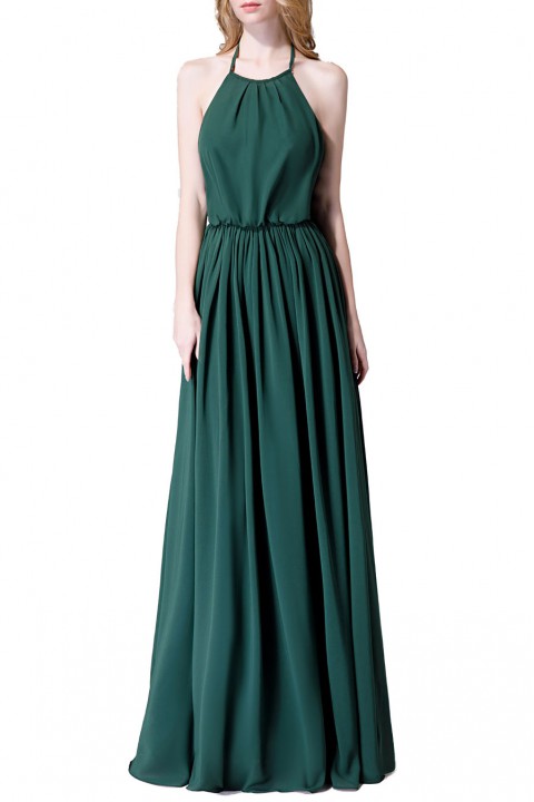 Halter Spaghetti Strap Open Back Chiffon Bridesmaid Dress with Sash