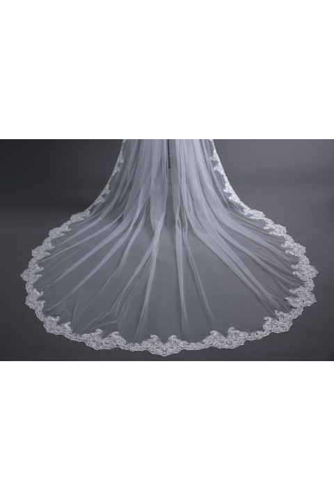 Lace Crochet One-Tier Cathedral Bridal Veil