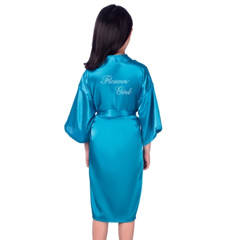 Hot Drilling Silk Junior Robe with Tied Waist