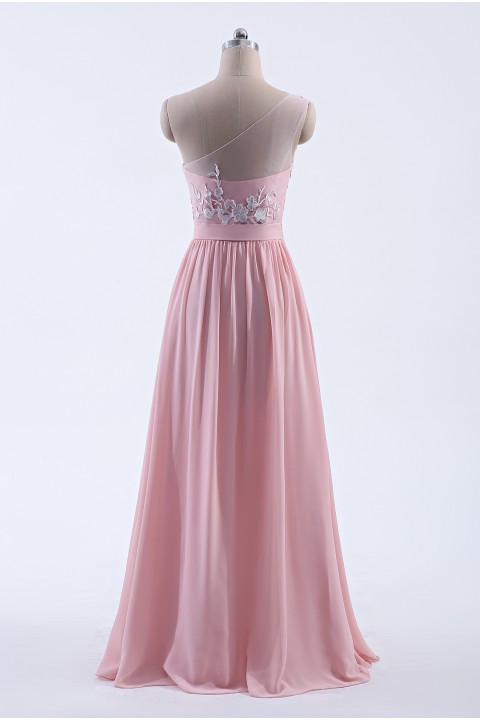 Clearance | Illusion Sweetheart One Shoulder Tulle A-Line Bridesmaid Dress	