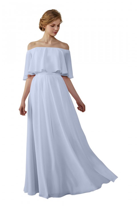 Bohemian Style Off Shoulder Chiffon Flounce Top Bridesmaid Dress